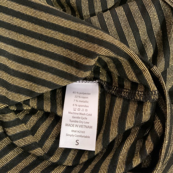 LulaRoe black and gold stripe bodycon dress - Picture 5 of 5